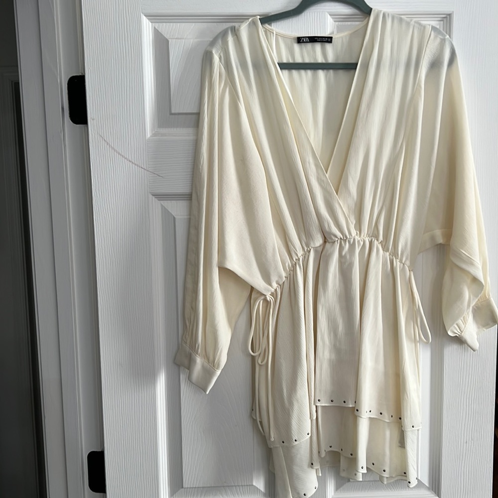 Zara Tied Waist V-Neck Dress